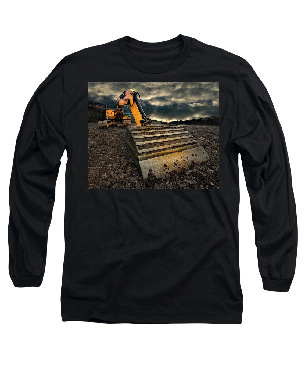 Activity Long Sleeve T-Shirt featuring the photograph Moody Excavator by Meirion Matthias