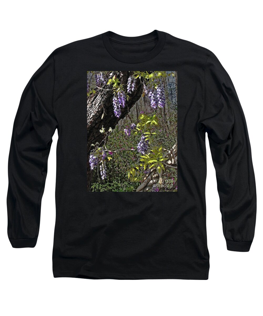 Wisteria Long Sleeve T-Shirt featuring the photograph Moon Glow Wisteria by Pat Davidson