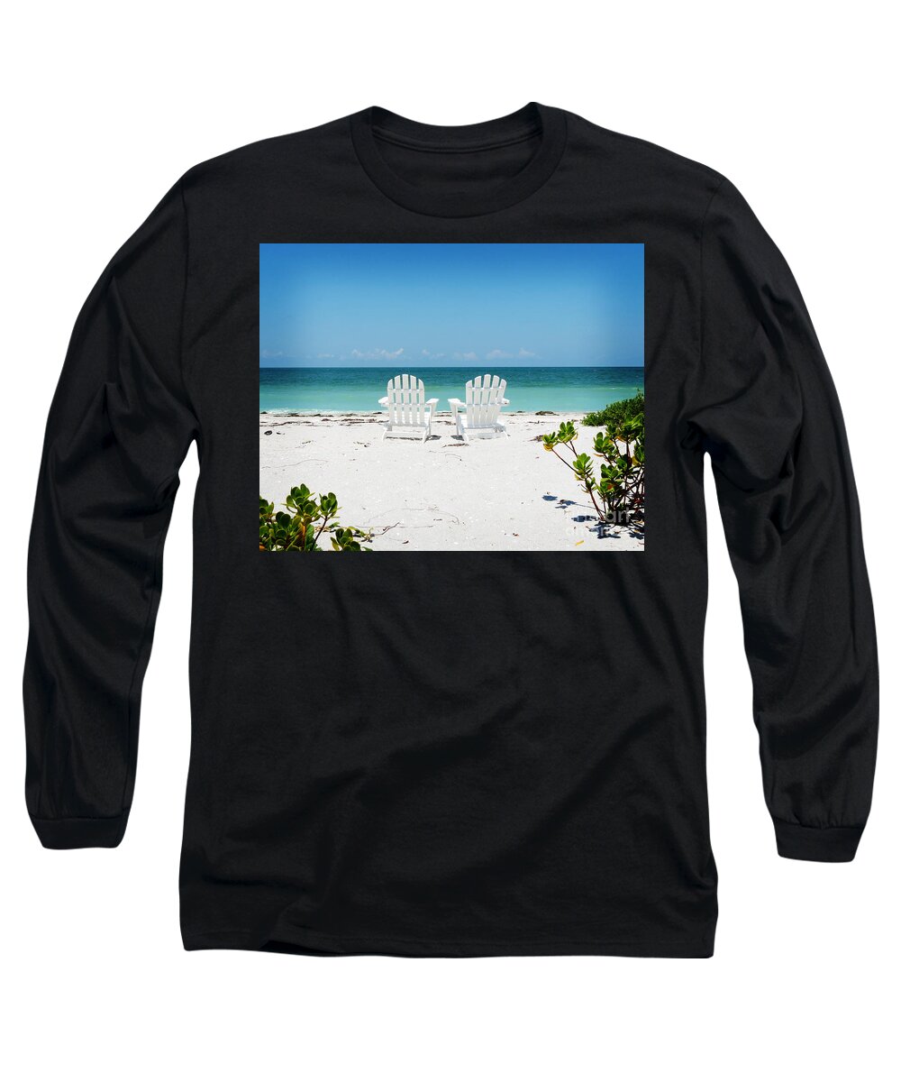 Adirondack Chairs Long Sleeve T-Shirt featuring the photograph Morning View by Chris Andruskiewicz