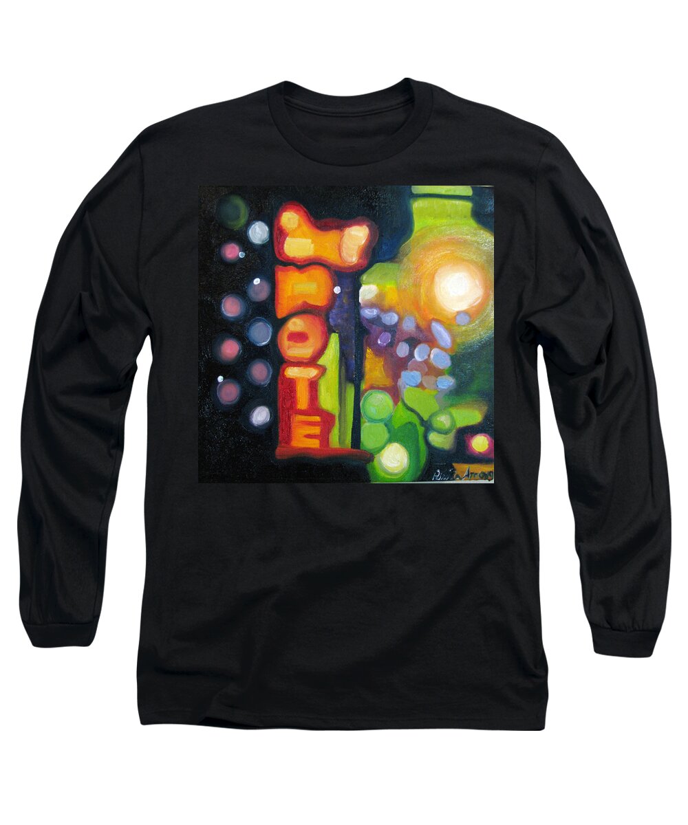 N Long Sleeve T-Shirt featuring the painting Motel Lights by Patricia Arroyo