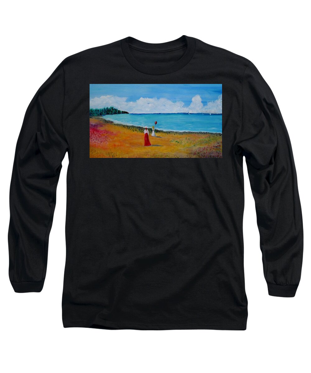 Mother And Daughter Long Sleeve T-Shirt featuring the painting Mother and daughter by Marilyn McNish