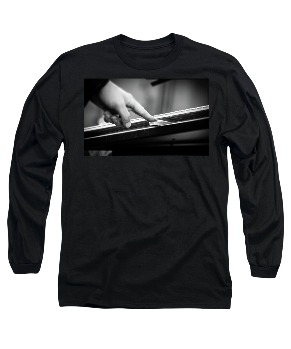 Piano Long Sleeve T-Shirt featuring the photograph Music in black and white by AM FineArtPrints