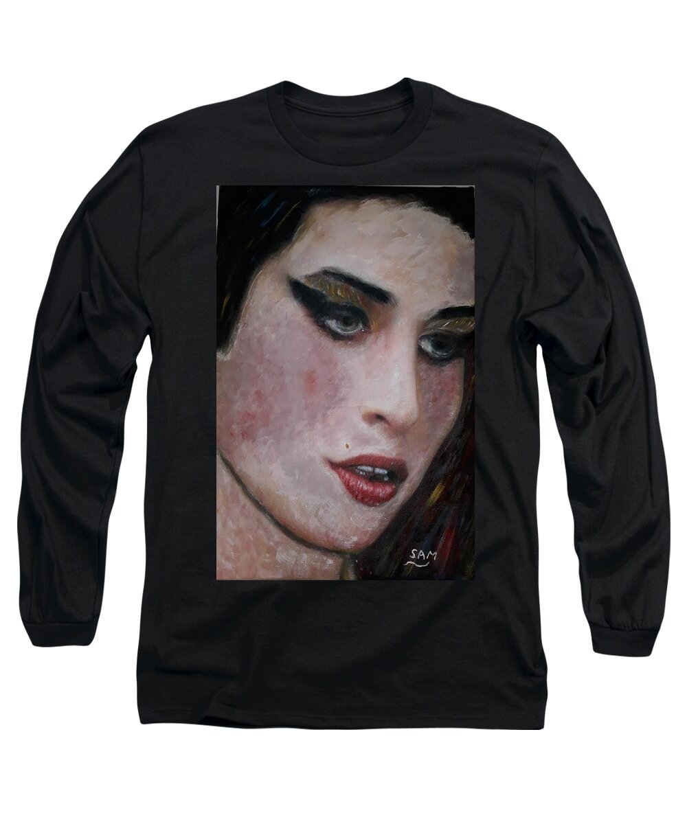 Amy Winehouse Long Sleeve T-Shirt featuring the painting My Beloved Amy by Sam Shaker