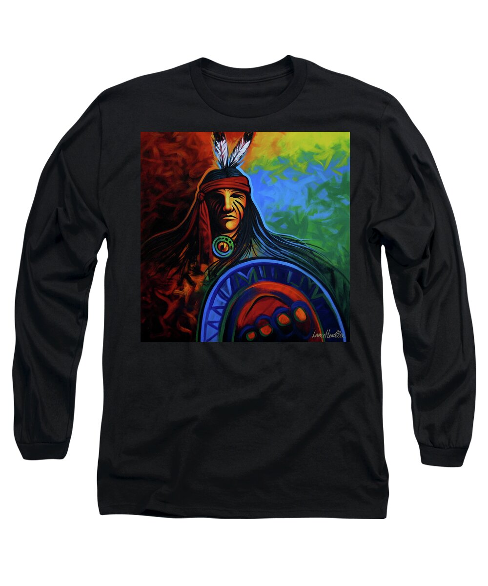Native American Long Sleeve T-Shirt featuring the painting Native Colors by Lance Headlee