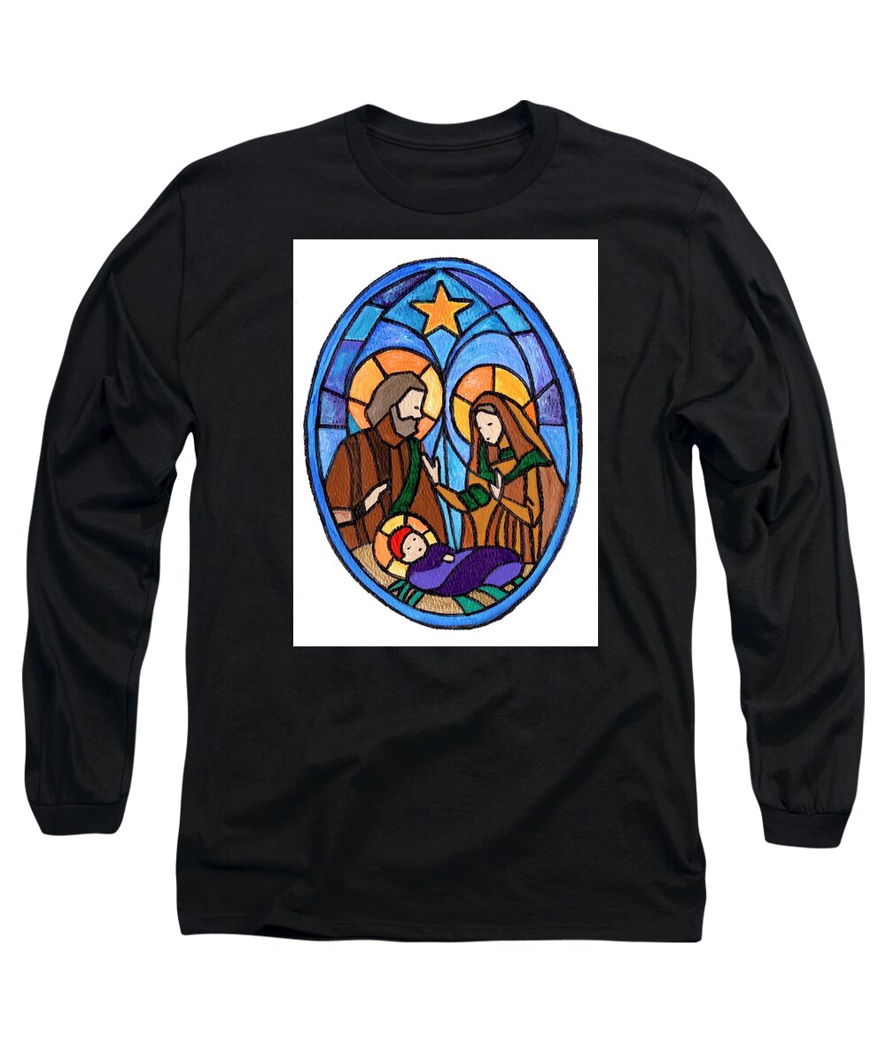 Nativity Long Sleeve T-Shirt featuring the painting Nativity by Joe Dagher