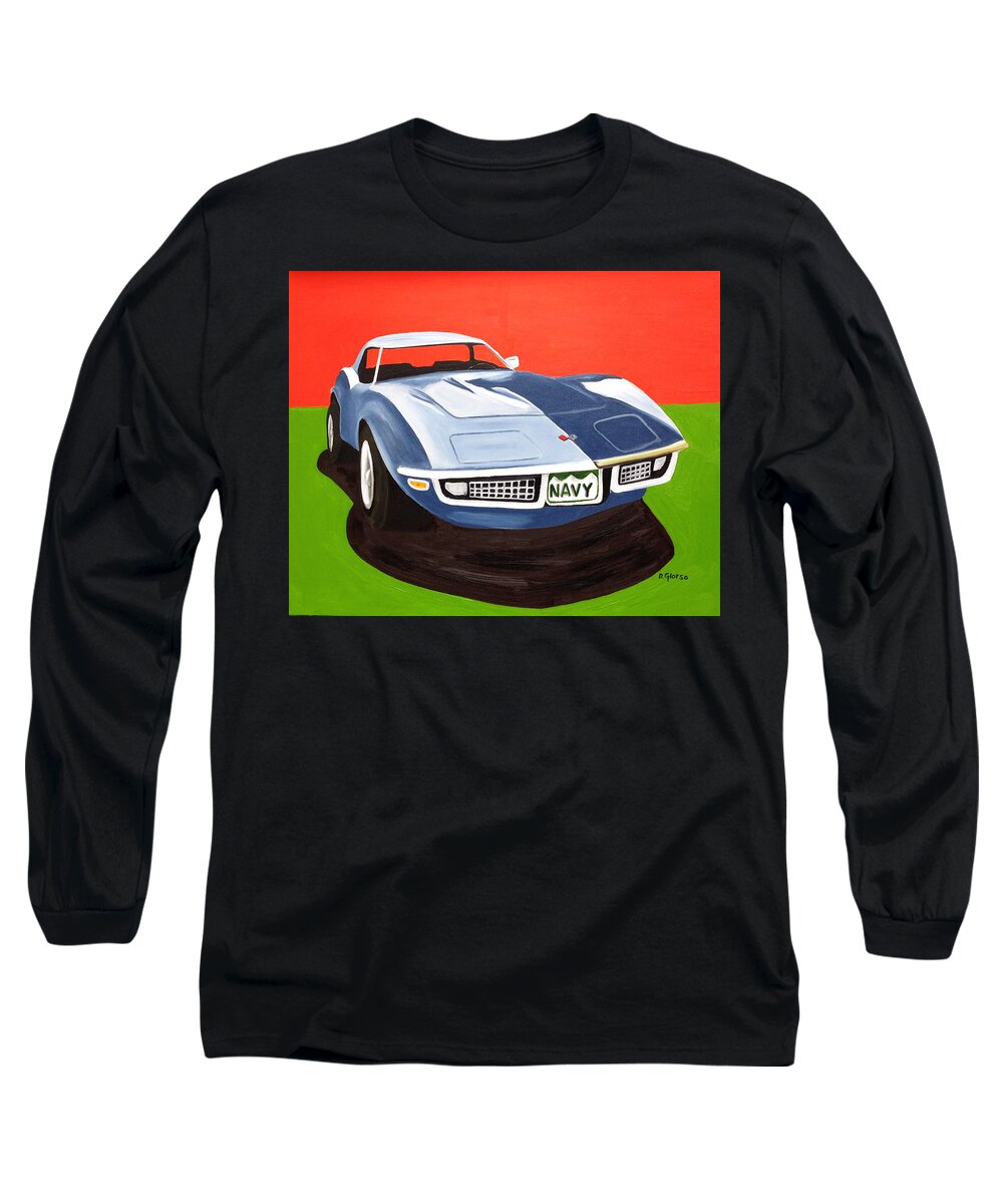 Navy Vette Long Sleeve T-Shirt featuring the painting Navy Vette by Dean Glorso