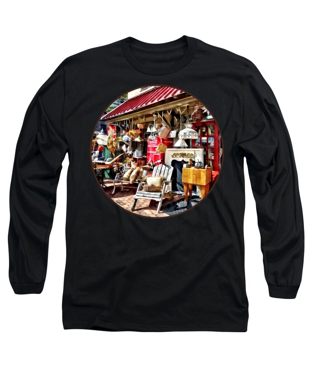 New Hope Long Sleeve T-Shirt featuring the photograph New Hope PA Antique Shop by Susan Savad