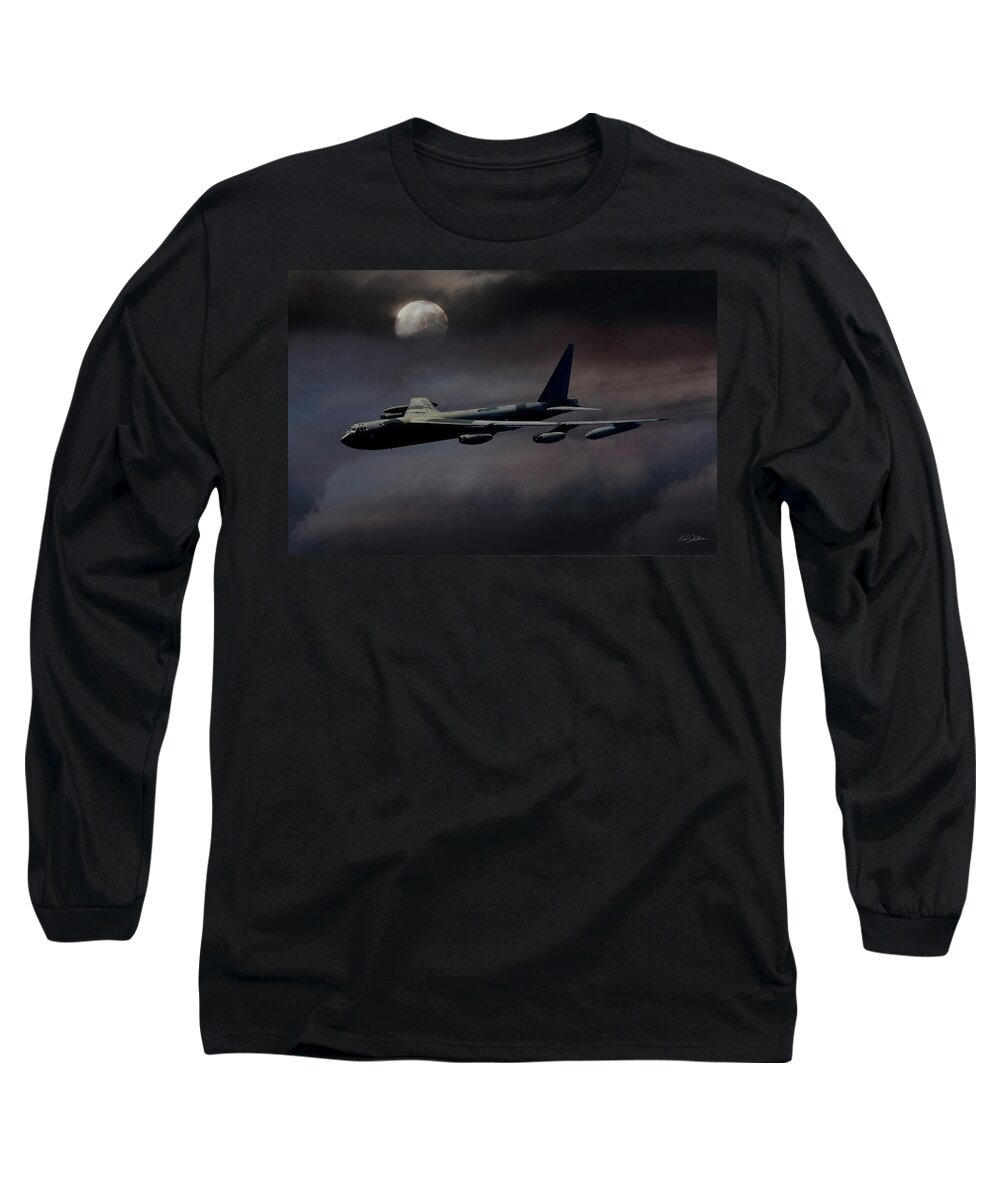 Aviation Long Sleeve T-Shirt featuring the digital art Night Moves B-52 by Peter Chilelli