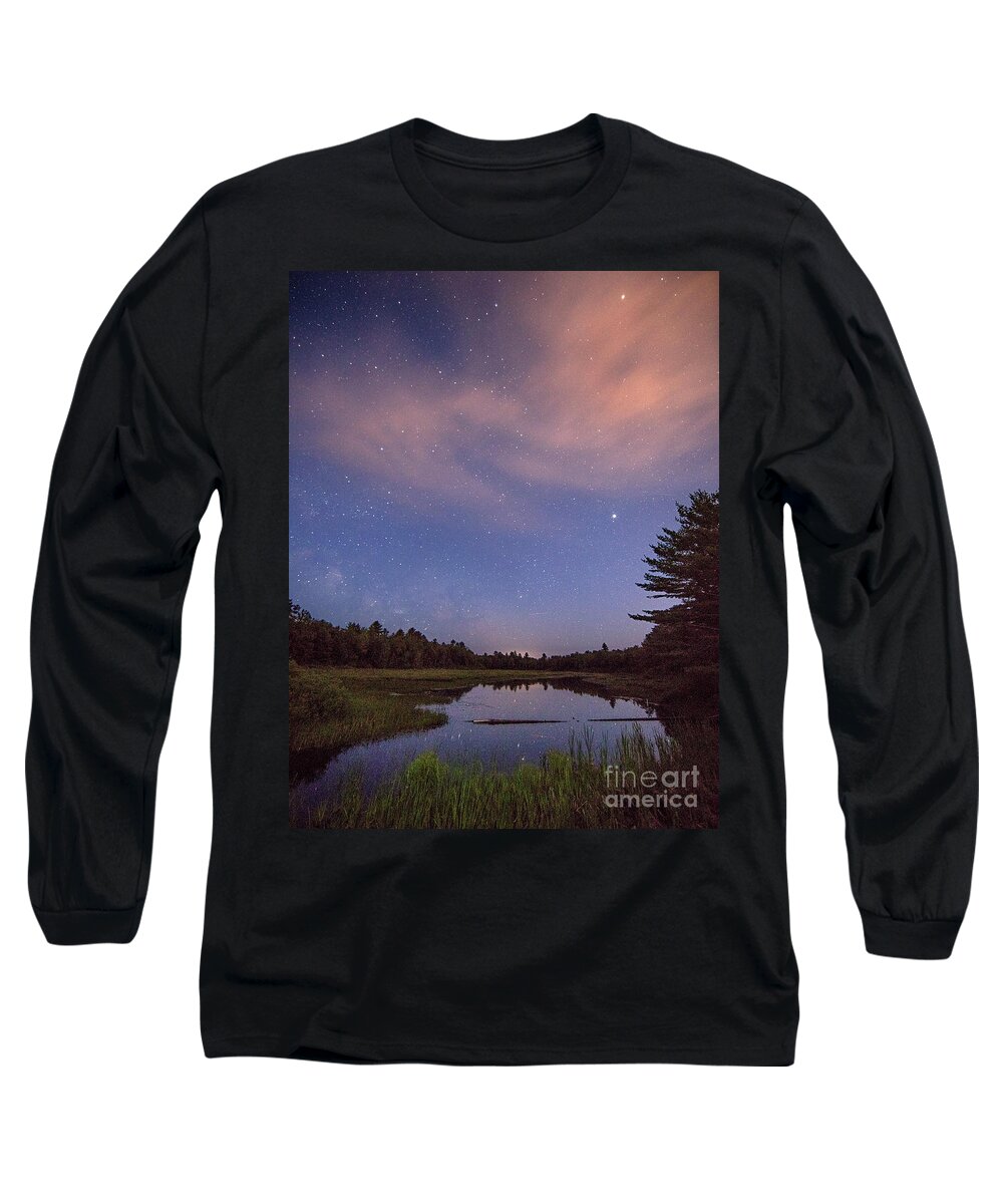 Cloud Long Sleeve T-Shirt featuring the photograph Night Sky Over Maine by Martin Konopacki