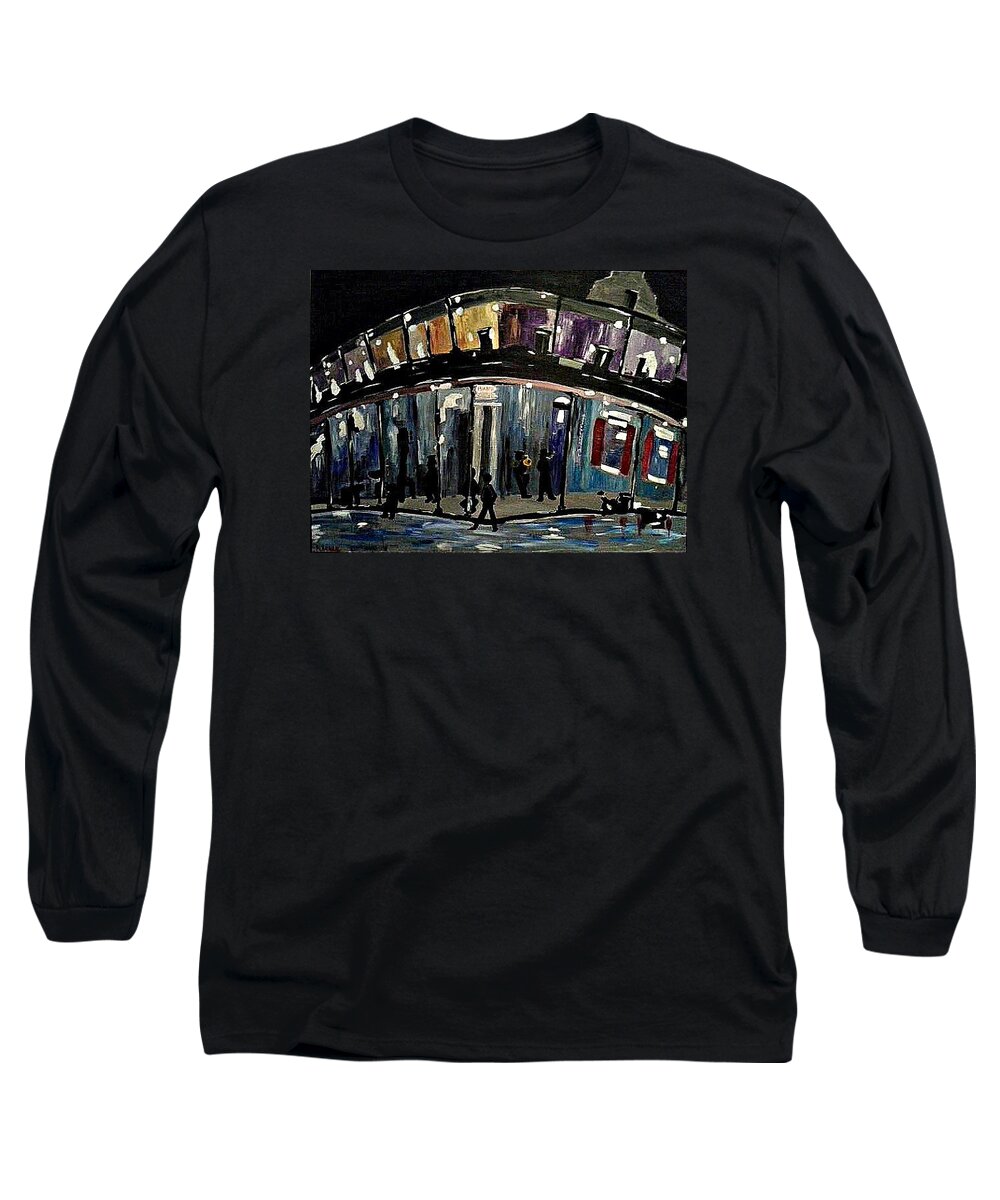 New Orleans Long Sleeve T-Shirt featuring the painting NOLA Blur Series 3 by Kerin Beard