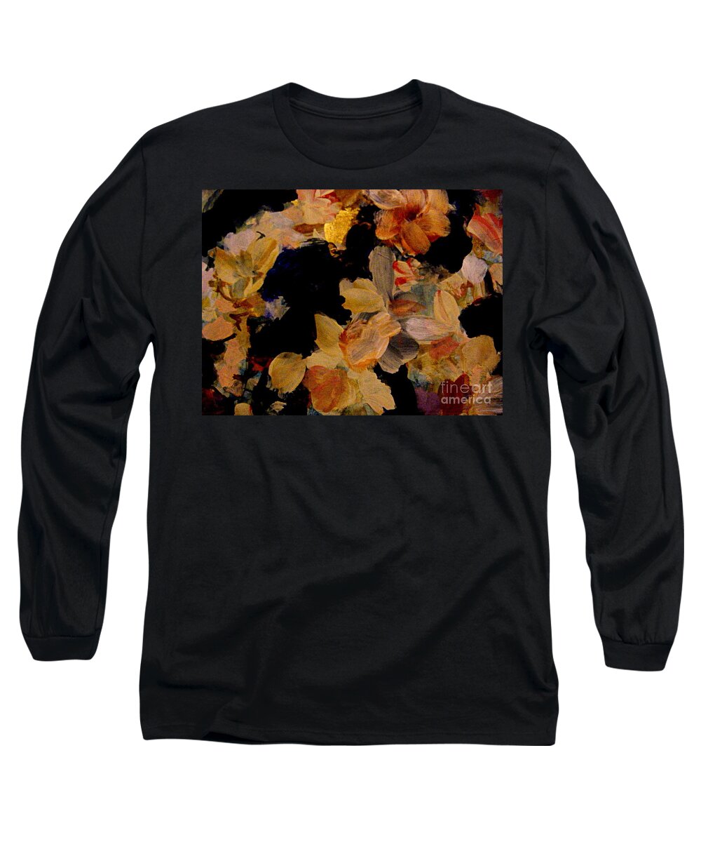 Gouache Abstract Floral Painting Long Sleeve T-Shirt featuring the painting October Shine by Nancy Kane Chapman