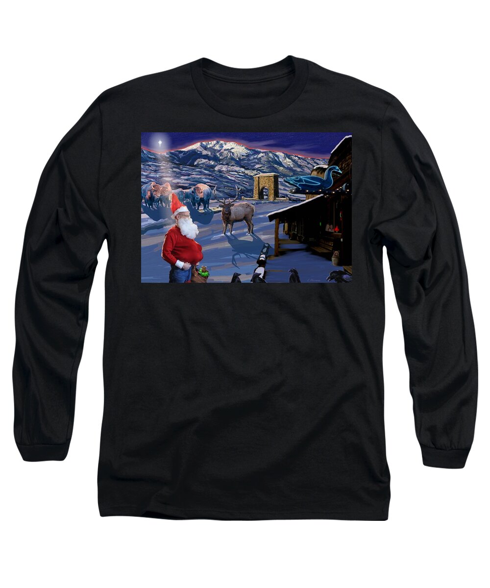 Yellowstone Park Long Sleeve T-Shirt featuring the digital art Ode to Smokey by Les Herman