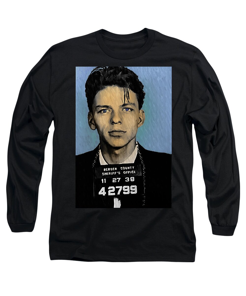 Old Blue Eyes Long Sleeve T-Shirt featuring the digital art Old Blue Eyes - Frank Sinatra by Digital Reproductions