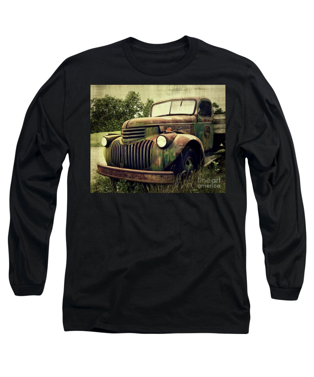 Truck Long Sleeve T-Shirt featuring the photograph Old Flatbed by Perry Webster