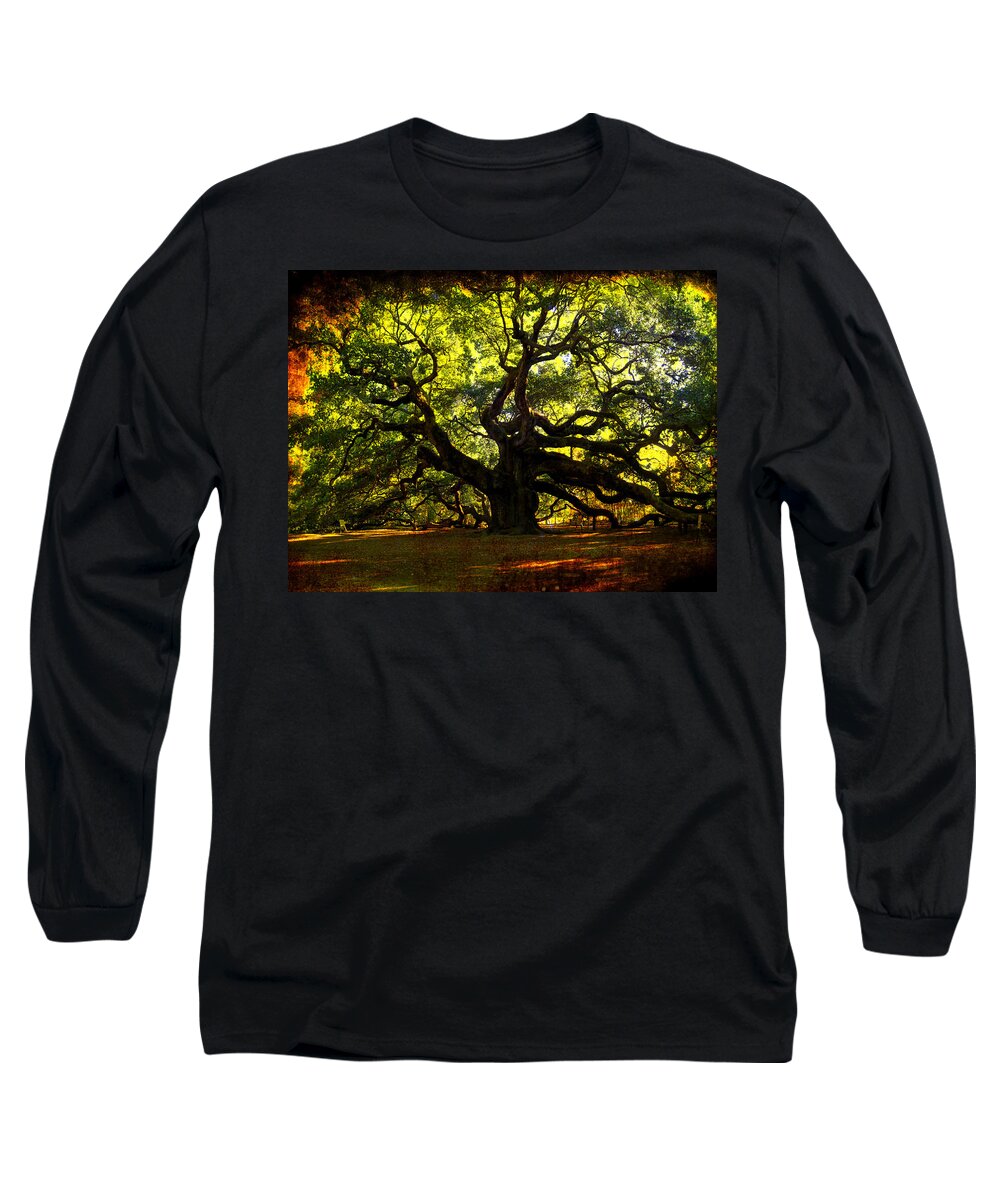 Angel Oak Long Sleeve T-Shirt featuring the photograph Old old Angel Oak in Charleston by Susanne Van Hulst