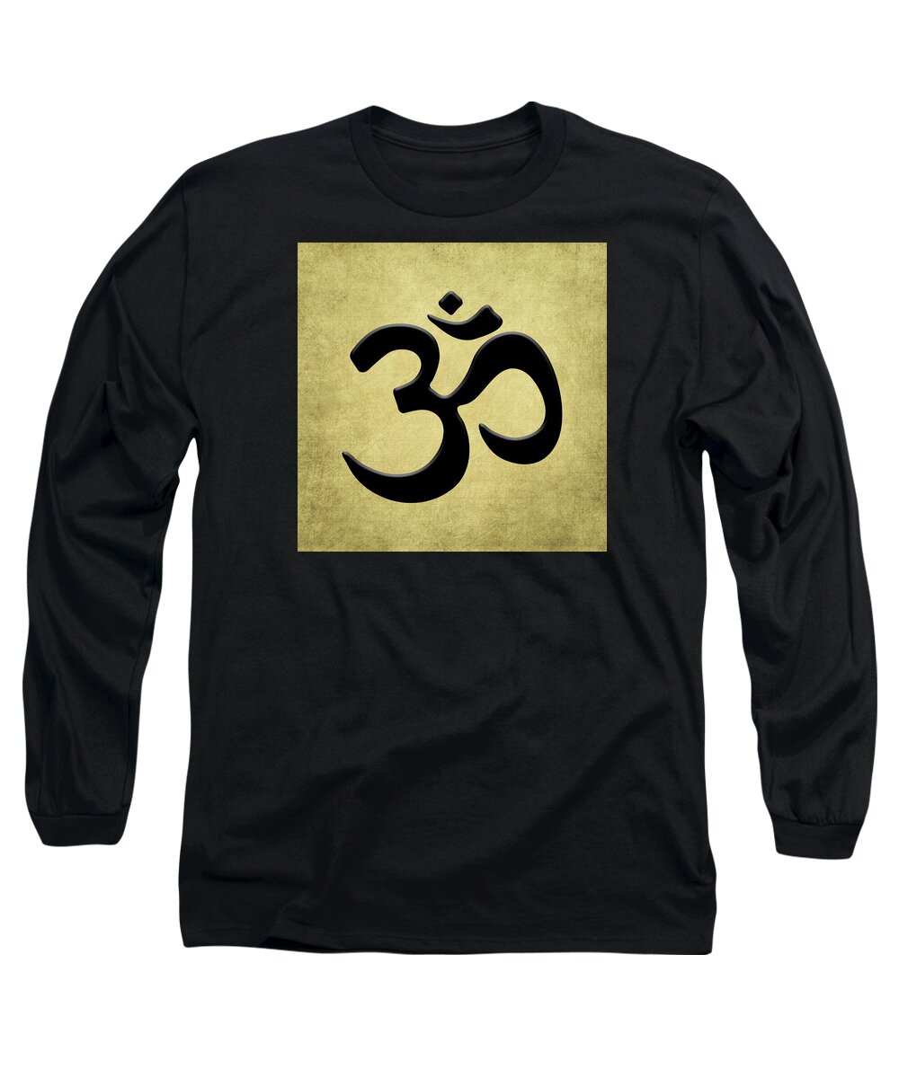 Om Gold Long Sleeve T-Shirt featuring the painting OM Gold by Kandy Hurley