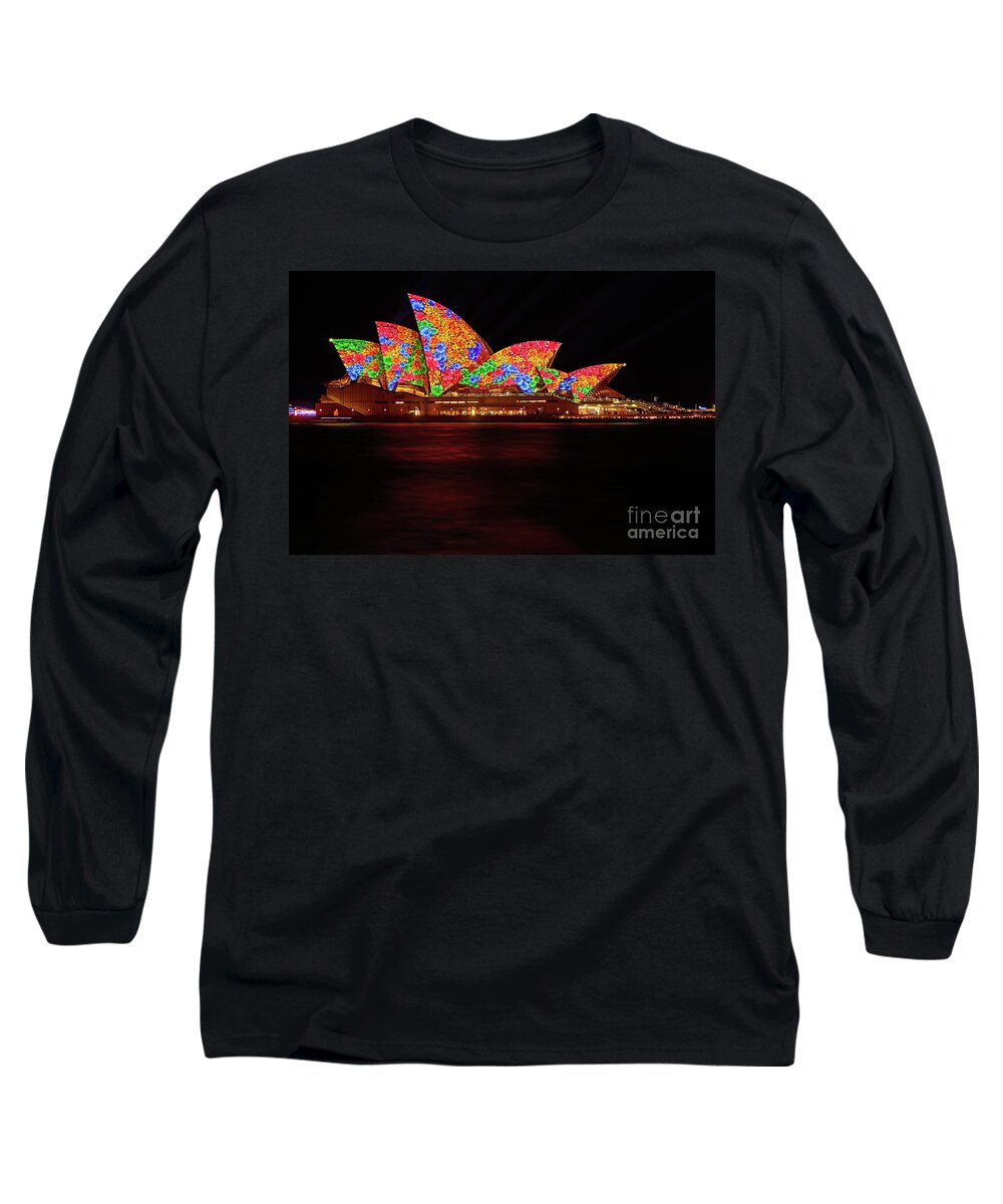 Photography Long Sleeve T-Shirt featuring the photograph Opera House Floral Vivid Sydney 2016 by Kaye Menner by Kaye Menner