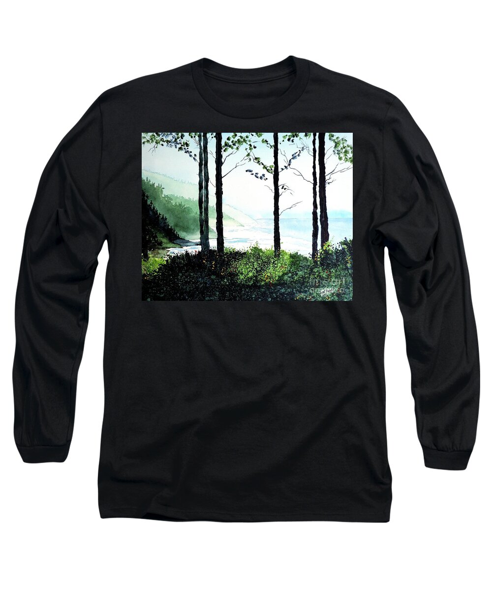 Oregon Long Sleeve T-Shirt featuring the painting Oregon Coast by Tom Riggs