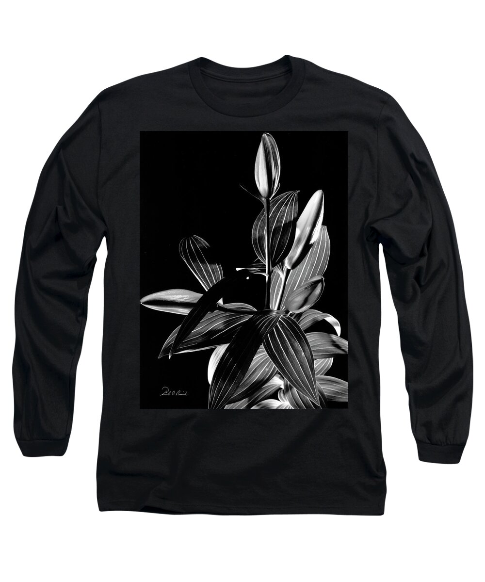 Black And White Long Sleeve T-Shirt featuring the photograph Oriental Lily One by Frederic A Reinecke
