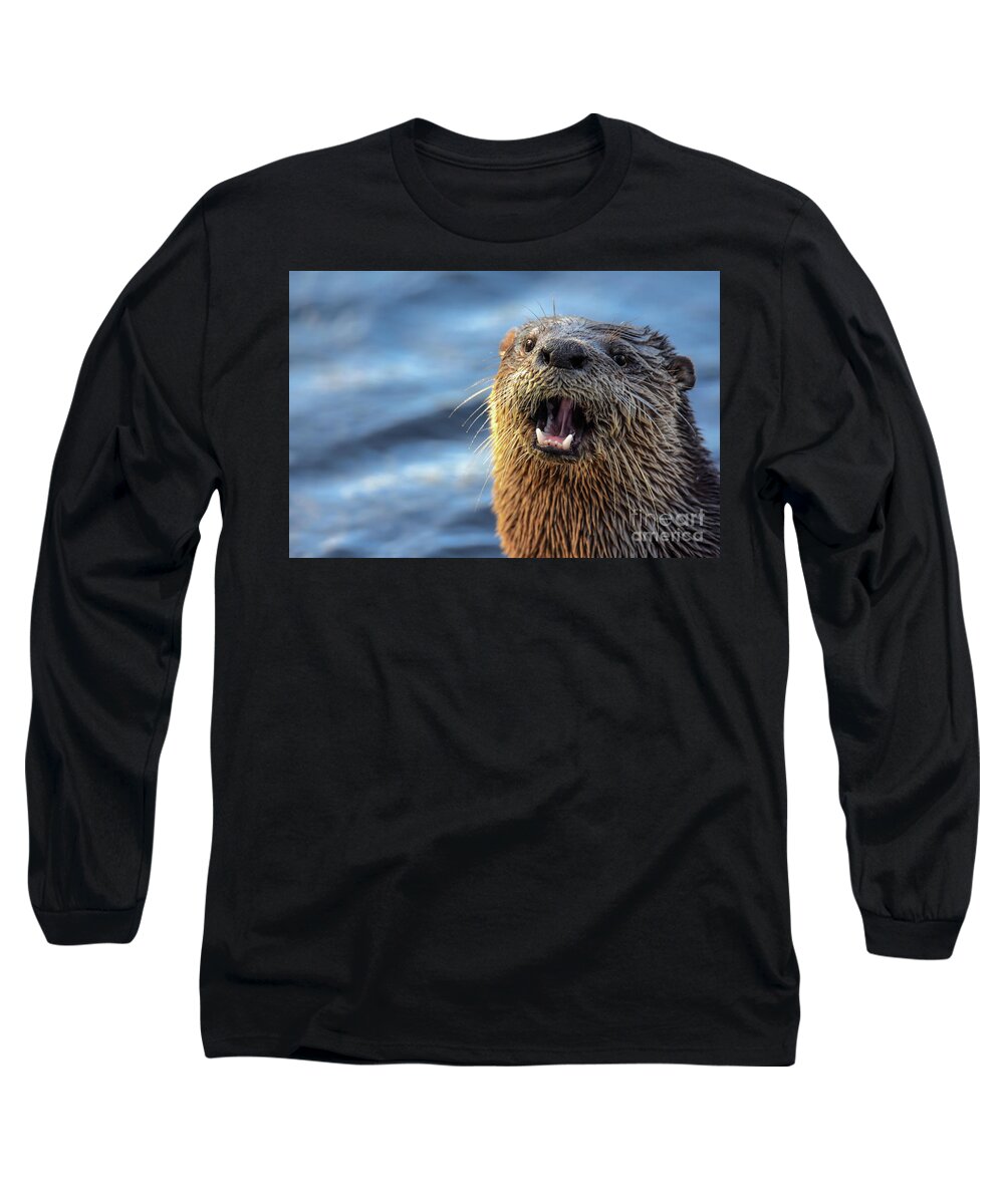 River Otter Long Sleeve T-Shirt featuring the photograph Otter Nonsense by Julie Adair