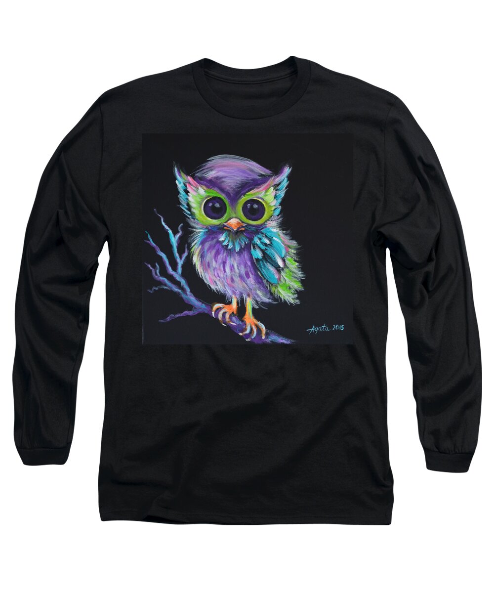 Owl Long Sleeve T-Shirt featuring the painting Owl be Your Friend by Agata Lindquist