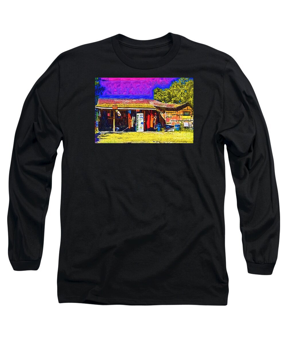 Roche Harbor Long Sleeve T-Shirt featuring the digital art Oyster Hut by Kirt Tisdale
