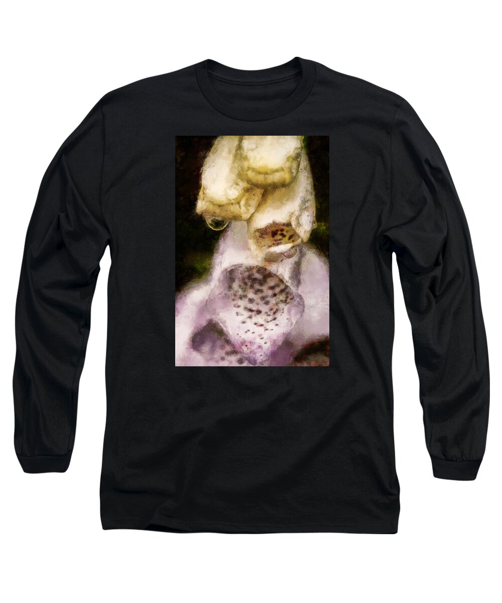 Flower Long Sleeve T-Shirt featuring the digital art Painted Droplets by Cameron Wood
