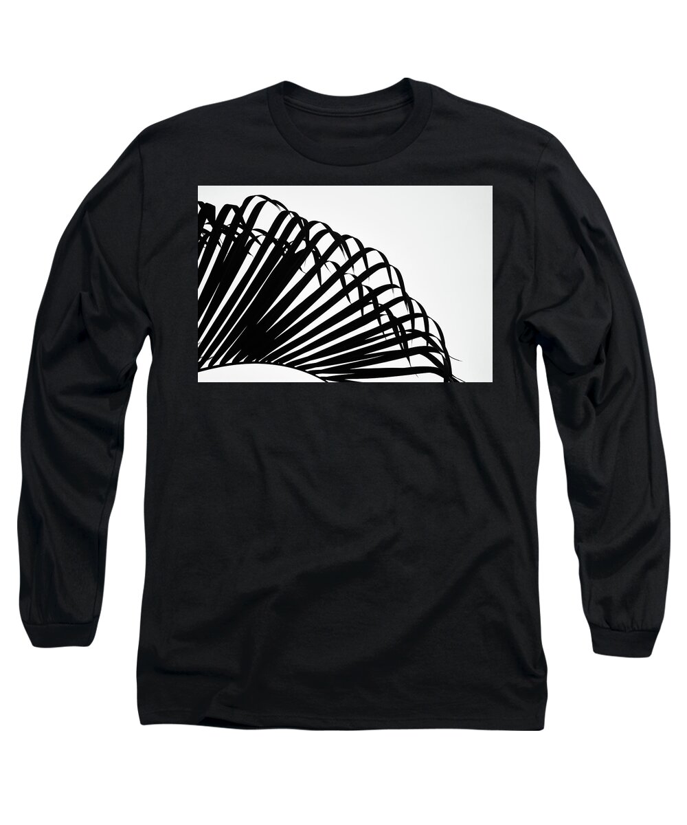 Black And White Long Sleeve T-Shirt featuring the photograph Palm Frond Black and White by Christopher Johnson