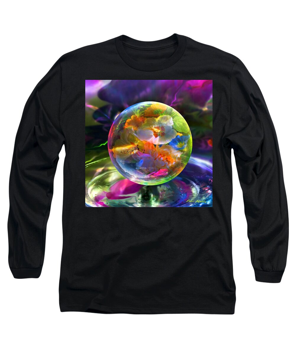  Pansies Long Sleeve T-Shirt featuring the painting Pansy Drop by Robin Moline