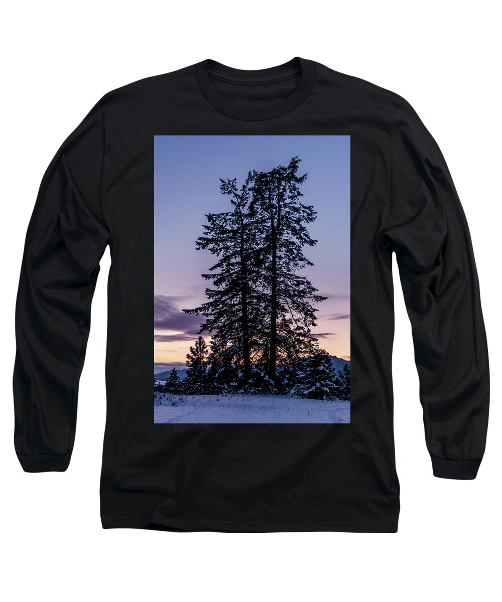 Landscape Long Sleeve T-Shirt featuring the photograph Pine Tree Silhouette  by Lester Plank