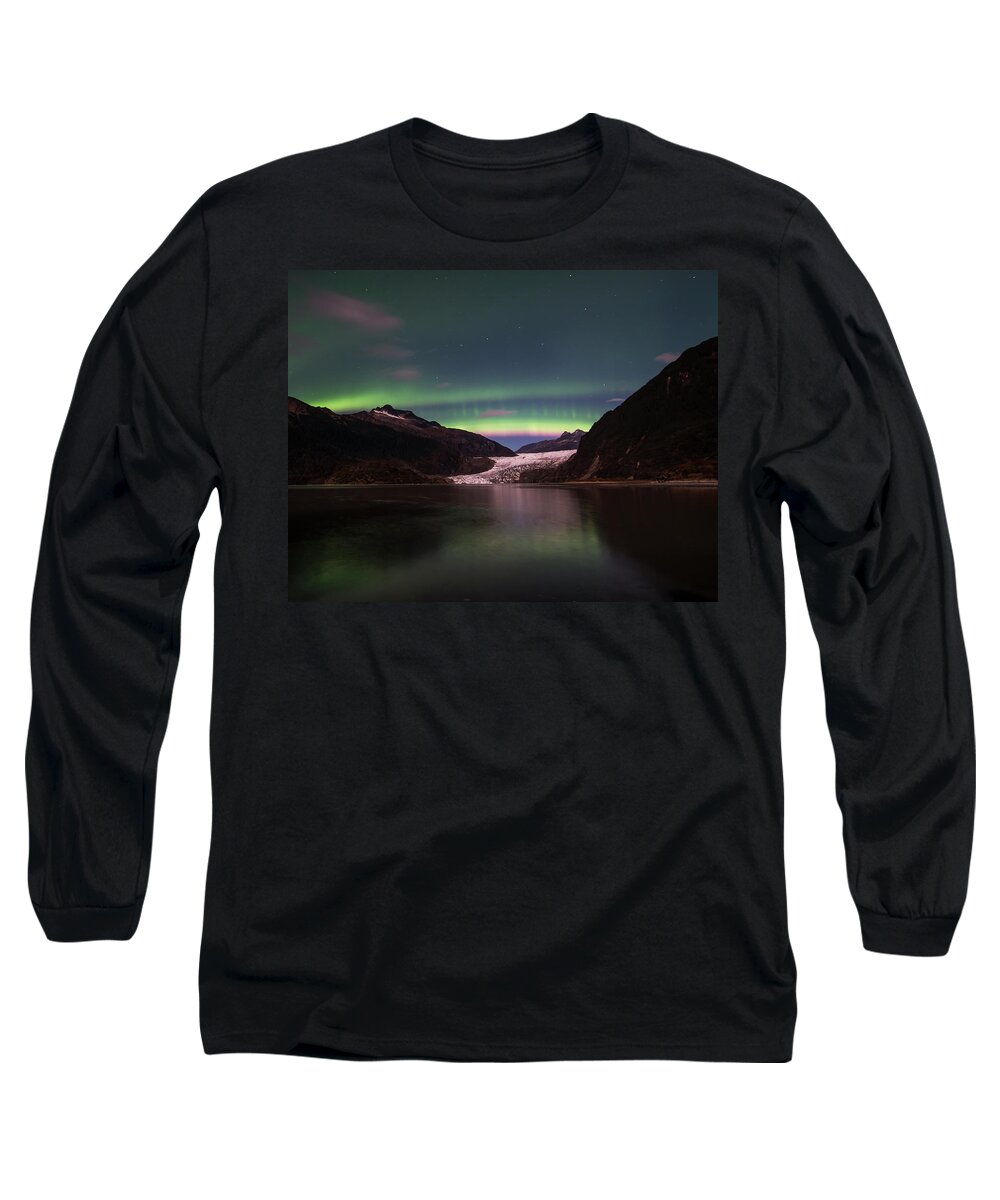 Northern Lights Long Sleeve T-Shirt featuring the photograph Pink Rainbow by David Kirby