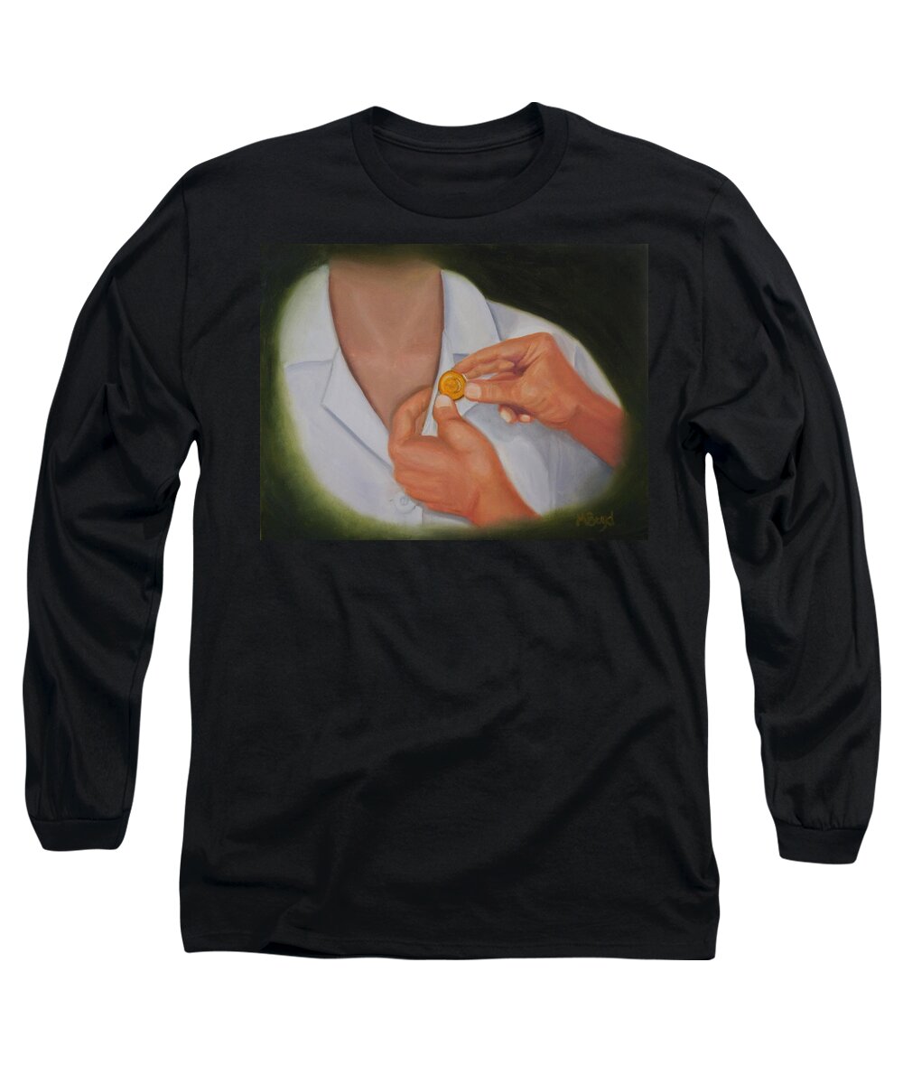 Nursing Graduation Long Sleeve T-Shirt featuring the painting Pinning A Tradition of Nursing by Marlyn Boyd