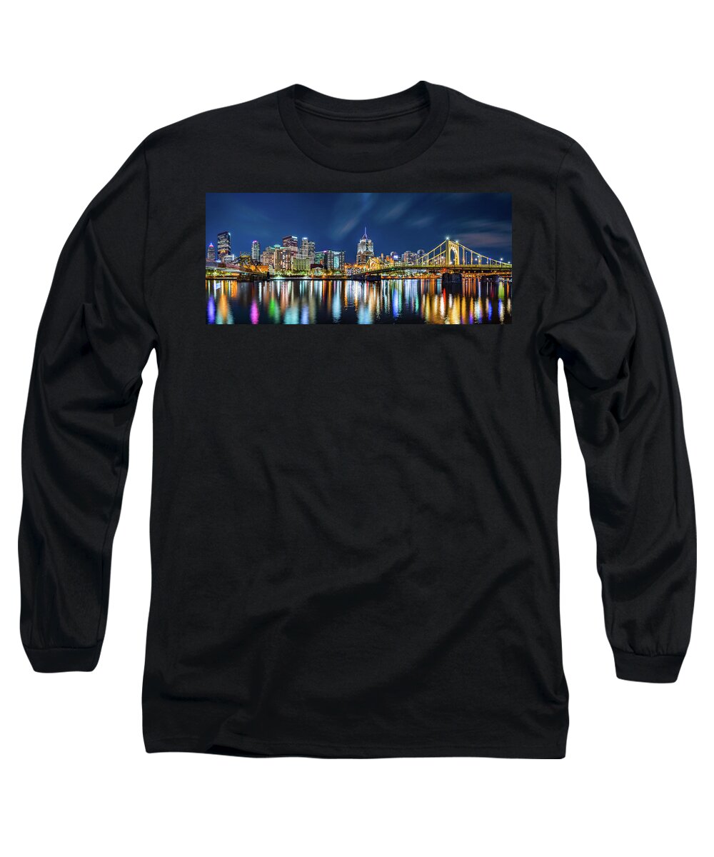 Roberto Clemente Long Sleeve T-Shirt featuring the photograph Pittsburgh by night by Mihai Andritoiu