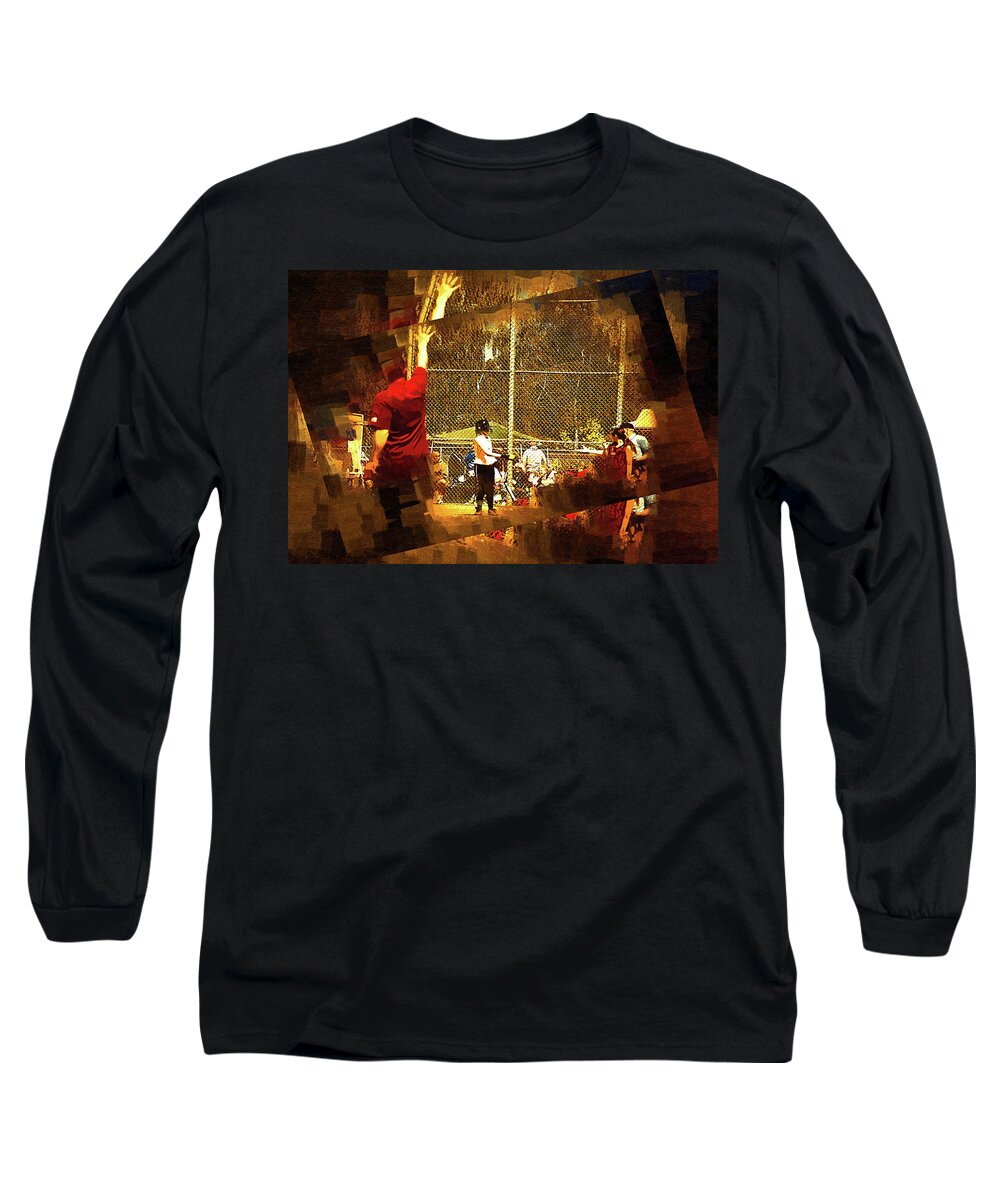 Softball Long Sleeve T-Shirt featuring the pyrography Play Ball by Dale Stillman