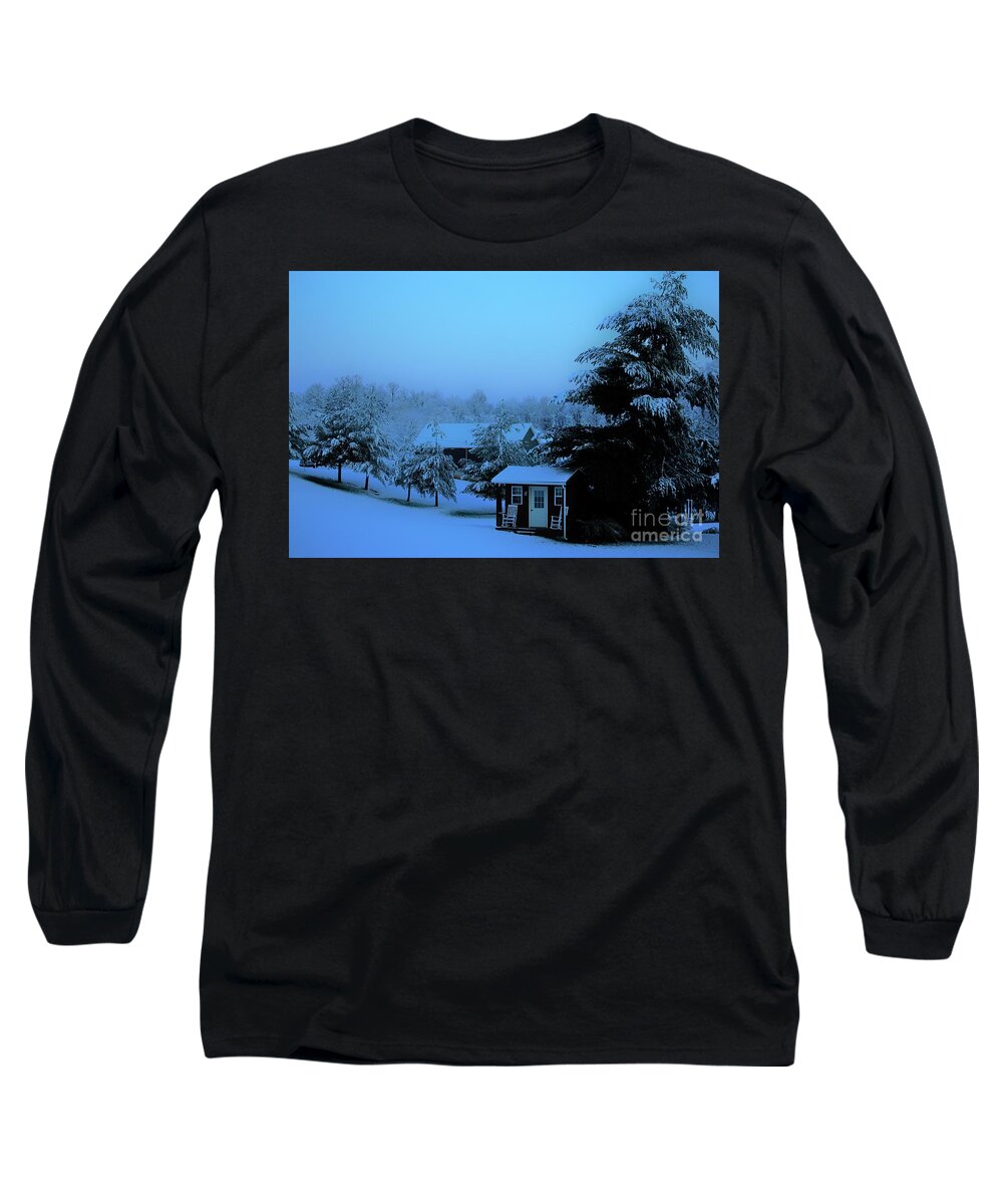 Winter Long Sleeve T-Shirt featuring the photograph Porch Setting, Not Today by Merle Grenz