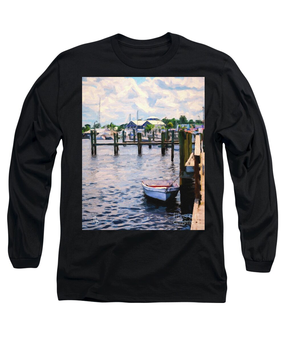 Port Salerno Long Sleeve T-Shirt featuring the painting Port Salerno by Tammy Lee Bradley
