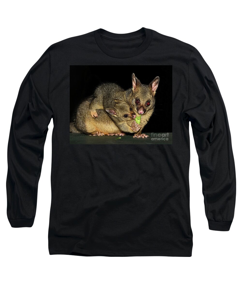 Possums Long Sleeve T-Shirt featuring the photograph Possums - Mum and Baby by Kaye Menner by Kaye Menner