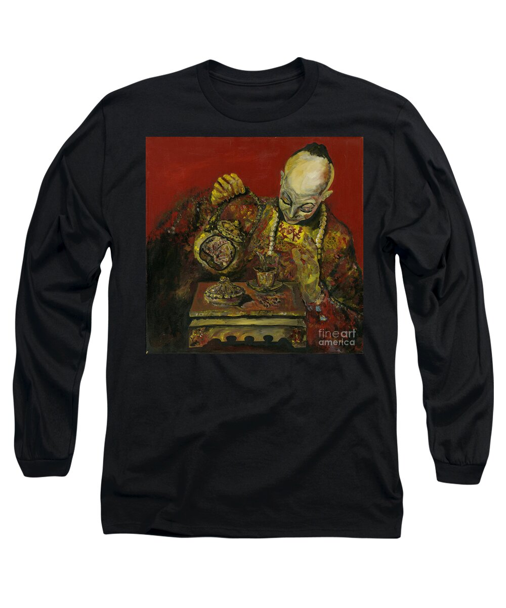 Chinese Long Sleeve T-Shirt featuring the painting Pouring Tea by Dale Moses