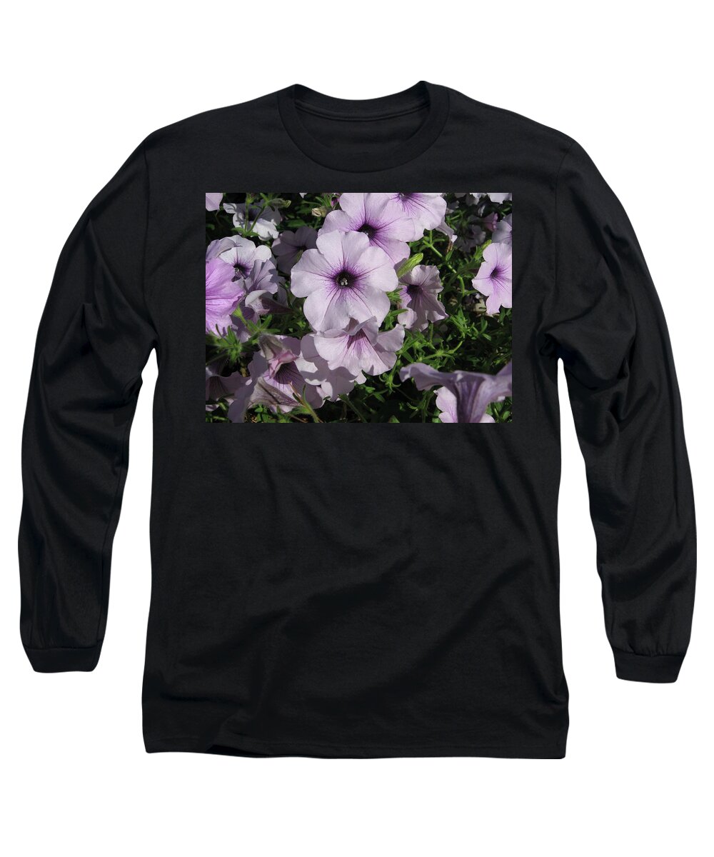 Flowers Long Sleeve T-Shirt featuring the photograph Purple Petunias by Judith Lauter