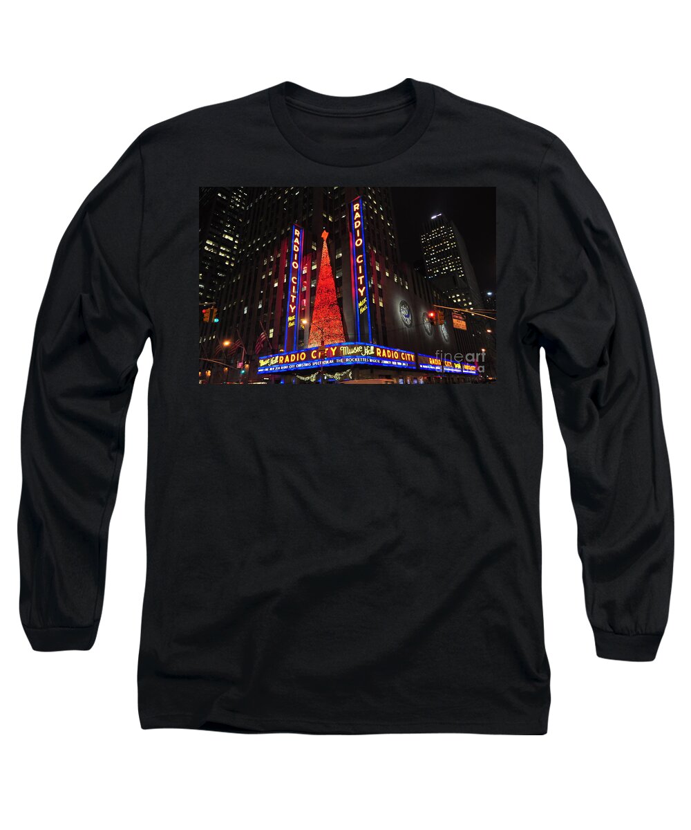 Rockefellerctr Long Sleeve T-Shirt featuring the photograph Radio City Music Hall by Mark Gilman