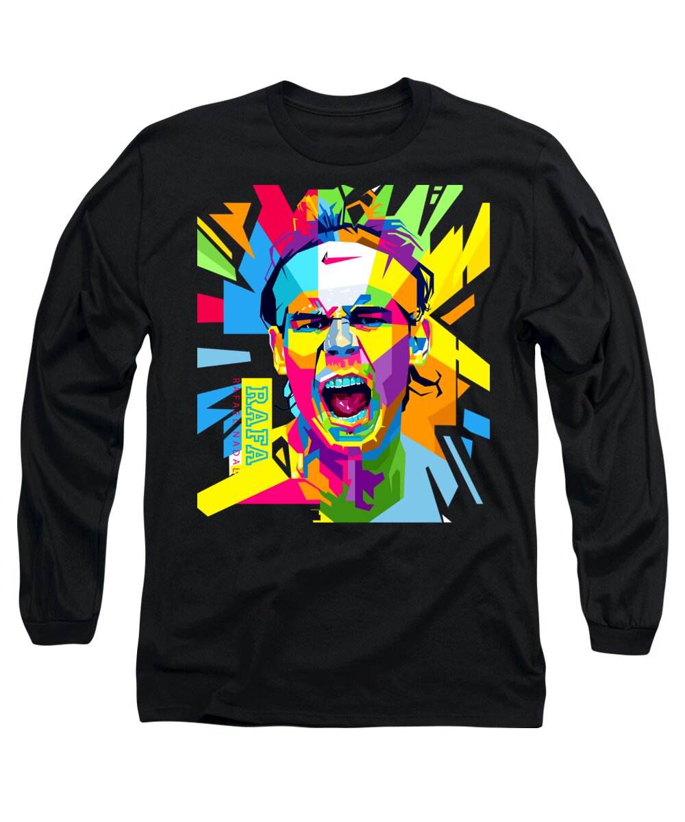 Rafa Long Sleeve T-Shirt featuring the digital art Rafael Nadal by Tomi Saja