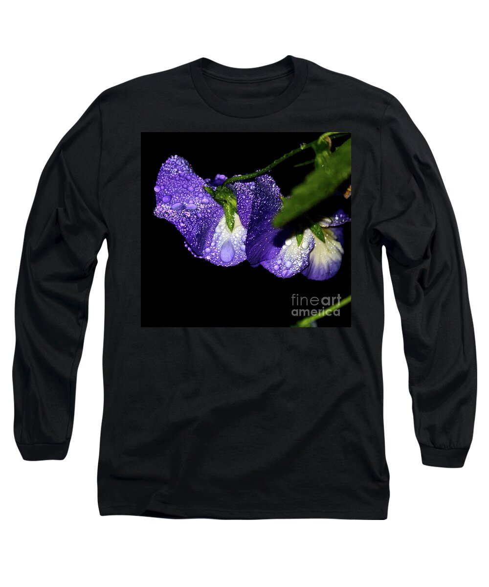 Pansy Long Sleeve T-Shirt featuring the photograph Rain on the Pansies by Karin Everhart