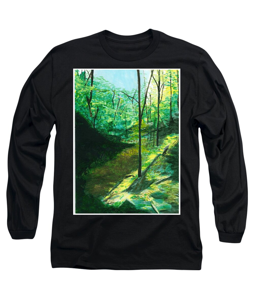 Landscape Long Sleeve T-Shirt featuring the painting Raven Rocks 3 by David Bartsch