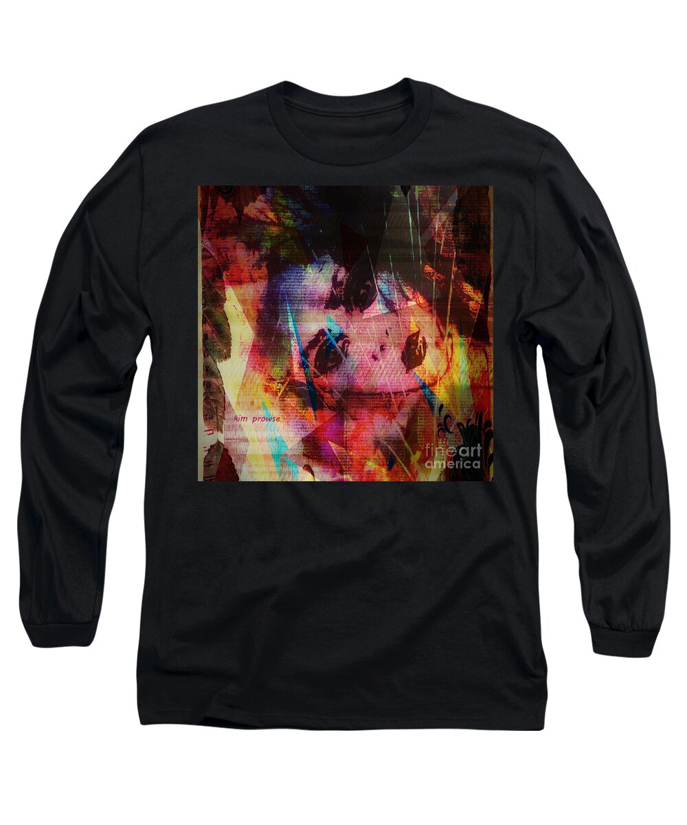 Portrait Long Sleeve T-Shirt featuring the mixed media Razzberry Star by Kim Prowse