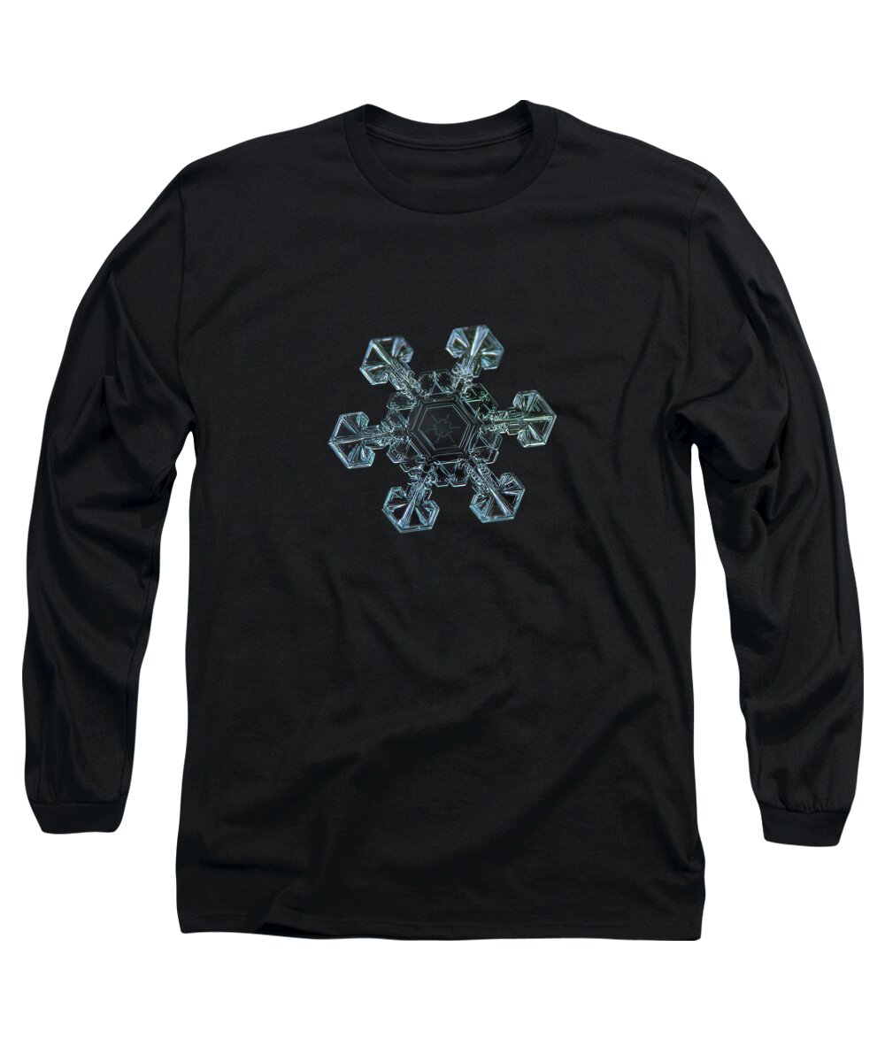 Snowflake Long Sleeve T-Shirt featuring the photograph Real snowflake - Ice crown new by Alexey Kljatov