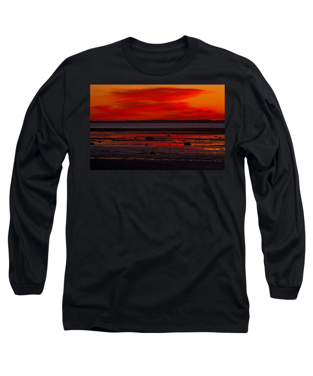 Coastline Long Sleeve T-Shirt featuring the photograph Red Clouds At Nightfall by Irwin Barrett