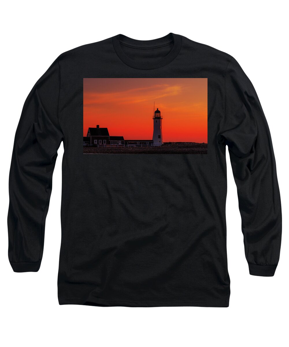 Lighthouse Long Sleeve T-Shirt featuring the photograph Red Sky in the Morning by Rob Davies