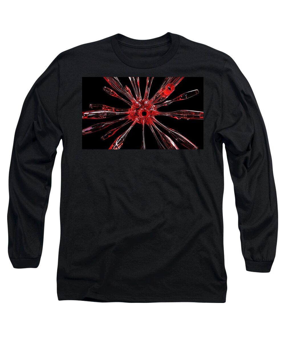 Glass Long Sleeve T-Shirt featuring the digital art Red Spires of Glass by William Ladson