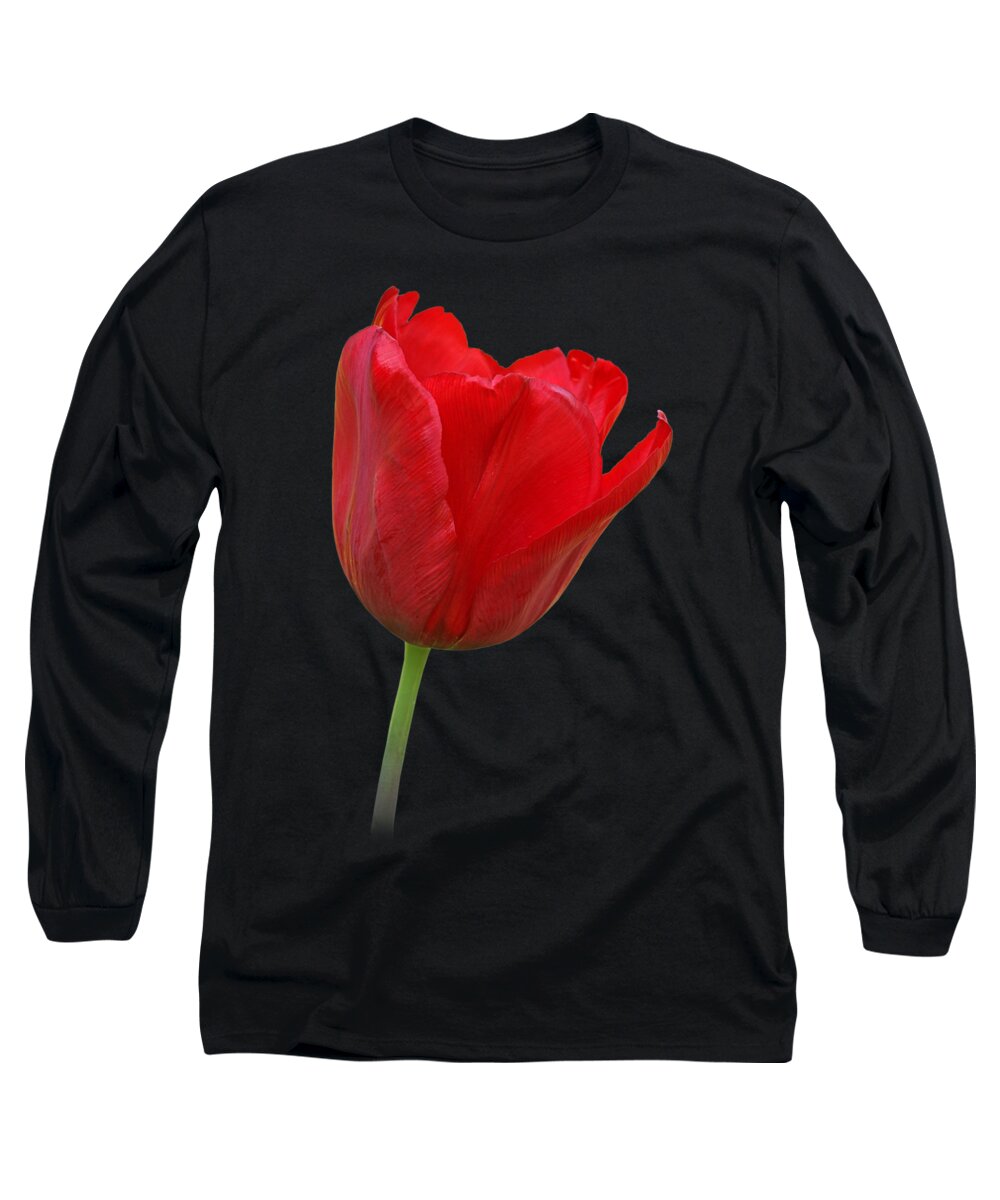 Red Tulip Long Sleeve T-Shirt featuring the photograph Red Tulip Open by Gill Billington
