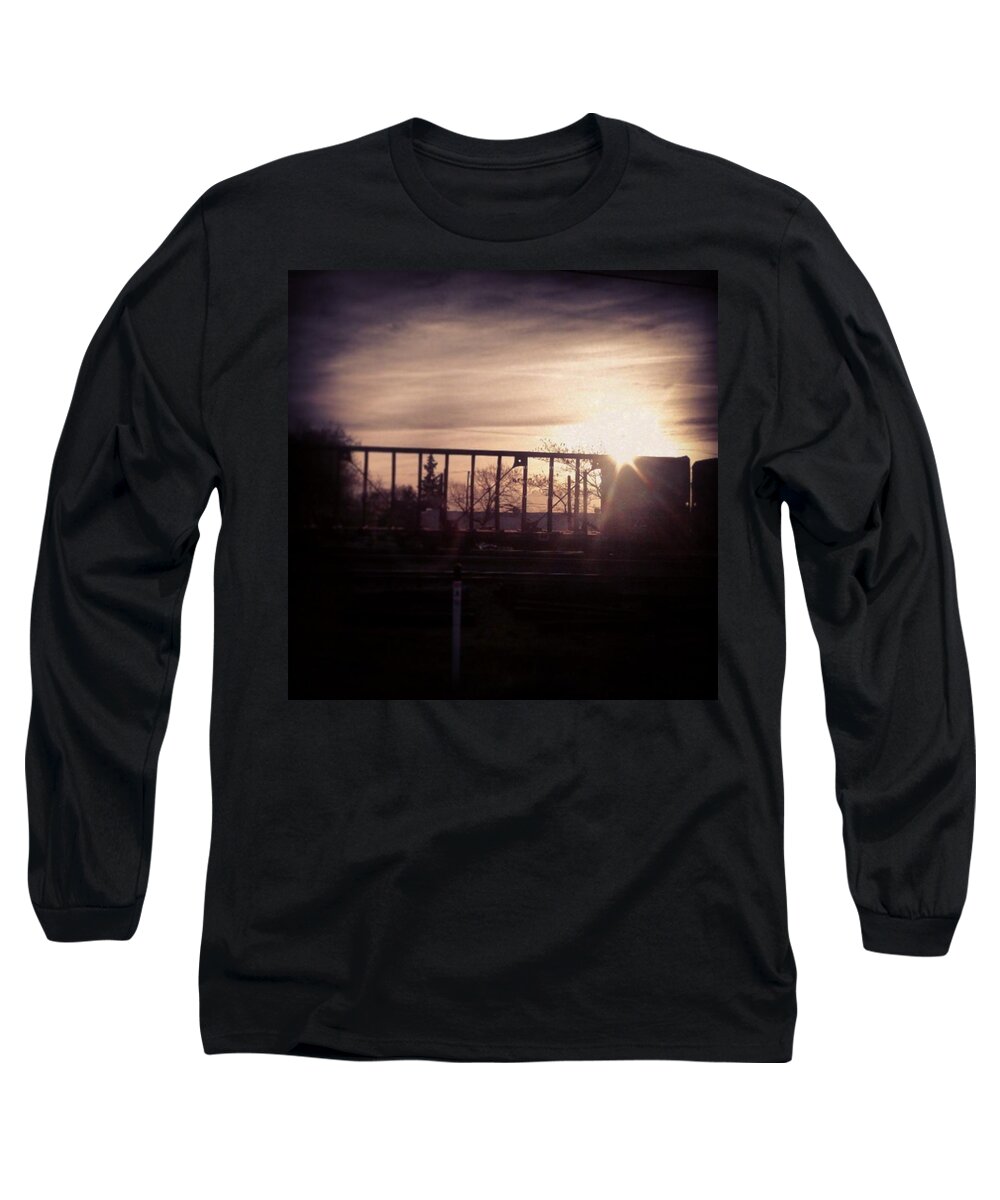 Train Long Sleeve T-Shirt featuring the photograph #redding #california #sunrise #train by Darren Williams